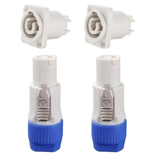 KUOQIY 2 Set 20A 250V AC 3-Pin Powercon Connector Output, Nac3fcb Powercon Power Connector Plug with Screwdriver, for Stage Light and Speakers