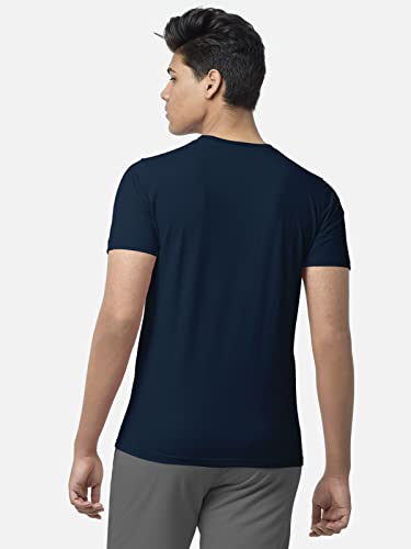 Image of BULLMER Black Trendy Typographic Printed Round Neck Half Sleeve Tshirt for Men