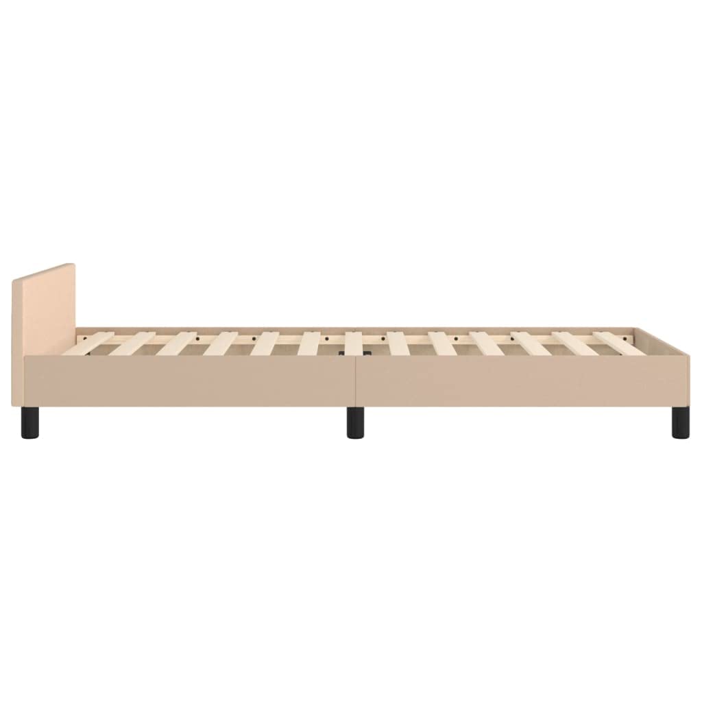 Tidyard Bettgestell mit Kopfteil, Bettrahmen mit Lattenrost, Bett Polsterbett Schlafzimmerbett Einzelbett, Cappuccino-Braun 90x200 cm Kunstleder