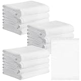 SmoothNovelty 24 Pcs Fingertip Towels Bulk 12.6 x 17.7 Inches Cotton Boho Fringed White Reversible Hand Towels Absorbent Soft for Bathroom Powder Room Church DIY Embroidery Sewing