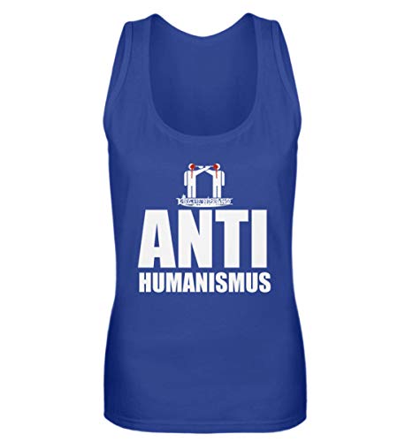 Débardeur anti-humanisme en coton bleu M avec motif graphique audacieux