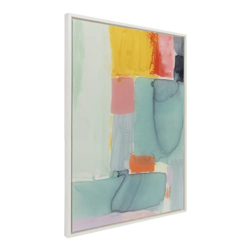 Kate and Laurel Sylvie United Colors II Framed Canvas Wall Art by Amy Lighthall; 28x38 White; Modern Soft Watercolor Abstract Art for Wall Home Decor by Kate and Laurel - Used condition - US$43.60