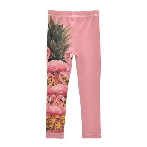 Flamingo Pineapple Pink Girls Casual Leggings for Kids Printed Long Pant Bottoms Stretch and Soft2