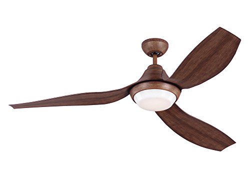 Monte Carlo 3AVOR56KOAD-V1 Avvo Modern 56' Outdoor Ceiling Fan with LED Light and Hand Remote Control, 3 ABS Blades, Koa