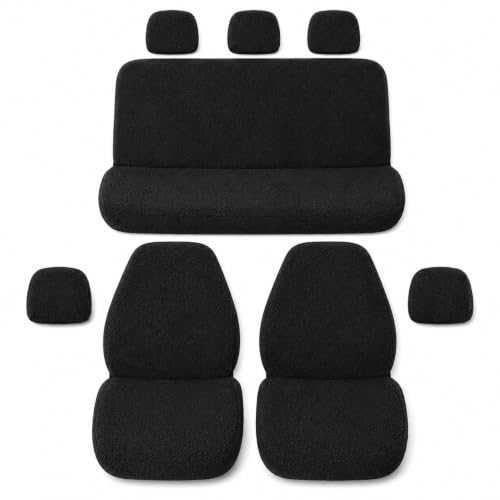 Image of JK Curtains Universal Fit Car Seat Cover Towel for 5 Seater Cars | Soft Plush Fabric Front & Rear Seat Covers with Headrest Covers | Full Seat Coverage | Washable & Reusable | Car Seat Protector