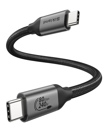 Silkland 80Gbps Cable Datos USB C para Thunderbolt 5 Corto 30CM, hasta 120Gbps con Bandwidth Boost, 16K/Dual 8K, Carga Rapida 240W, USB4 V2.0 Compatible con Thunderbolt 4/3, SSD, MacBook M4 Pro, Dock