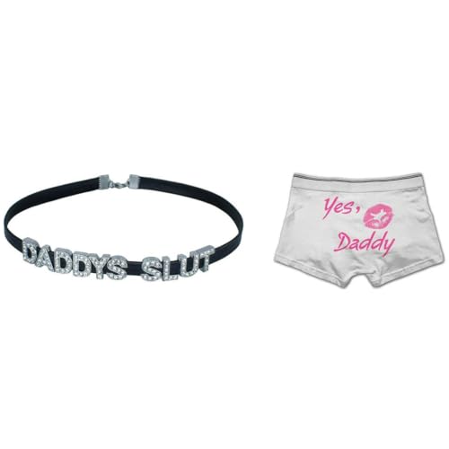 2PCS Sexy YES DADDY and DADDY'S DDLG Collar Necklaces For Women,Naughty Cosplay Choker Game Accessories For Couples,Submissive Punk PU Leather Dad Underwear Outfits Jewelry2