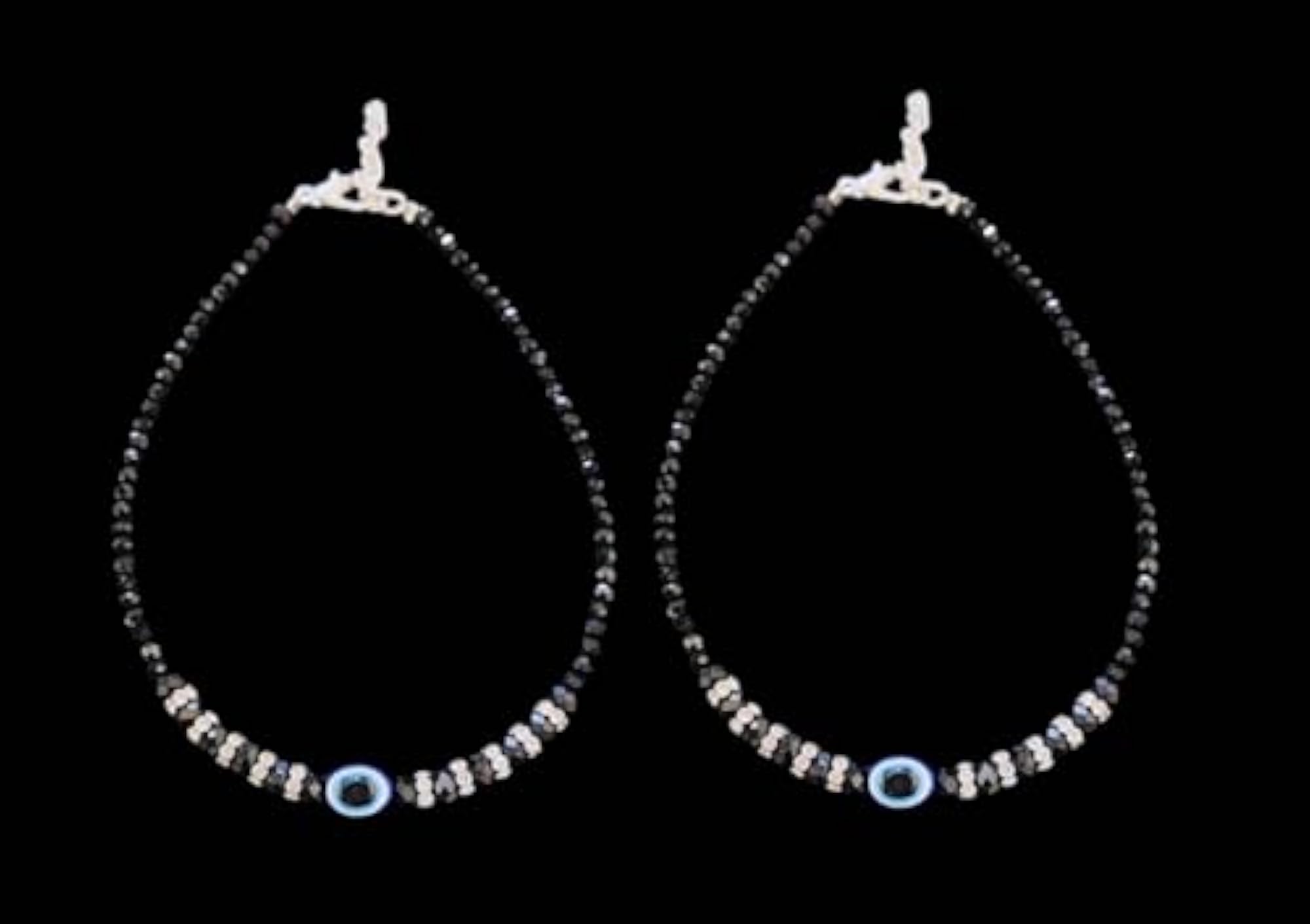 Crystal Beads Evil Eye Beaded Anklet Set, 2-Piece for Women