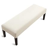 Fuloon Stretch Jacquard Dining Bench Cover - Anti-Dust Removable Bench Slipcover Washable Seat Cushion Protector for Bedroom, Kitchen, Hotel, Banquet (Beige)