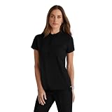 BARCO Grey’s Anatomy Spandex Stretch Direct Rush Scrub Top for Women – Black, 1-Pocket Shirt with Soft Touch – Moisture-Wicking, Wrinkle & Soil Release Fabric – Small, Regular Fit