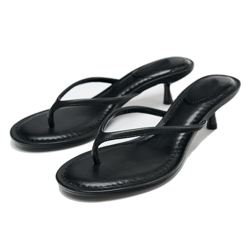 Image of Kitten Heel Thong Sandals for Women Slip-on Low Heeled Sandal Fashion Summer Flip Flops Heels