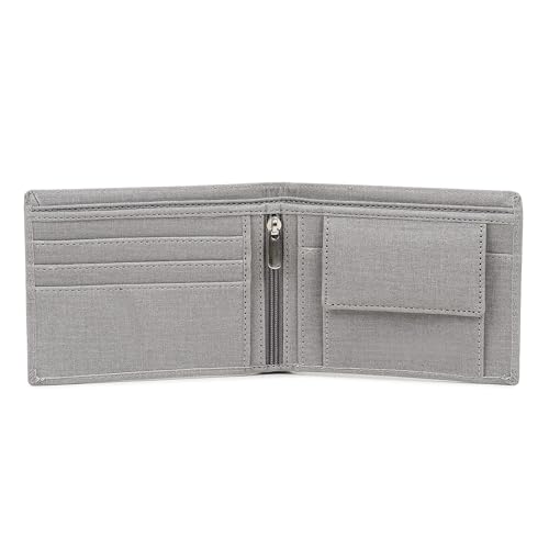 Image of VEMILIO Vegan Leather Wallet for Men | Eagle Print Embossed Premium Bifold Wallet | 3 Card Slots | 2 Cash Compartments | 1 Coin Pocket & 2 Secret Slots | Stylish, Durable & Gift for Men (Eagle, Grey)