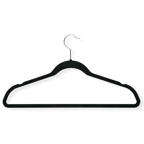 Honey-Can-Do HNG-01050 Ultra-Thin Non-Slip Velvet-Touch Hangers, Black, 20-Pack