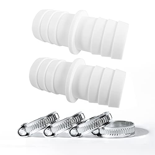 Miuezuth 2X Schlauchverbinder Schlauchtülle Ø 32 mm für Pool + 4 Universal Edelstahl Schlauchschellen, 1 1/4 Zoll Norma Pool-Schlauchadapter - Doppelschlauchtülle Cover