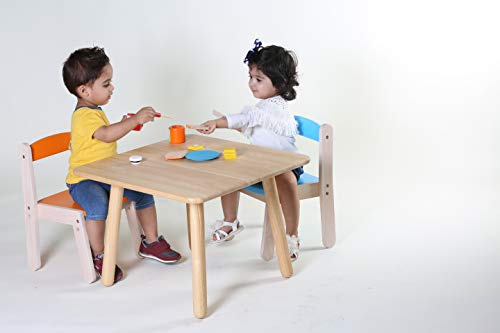 Image of Brainsmith Wooden Table for Kids (1-5 Years), Durable Multipurpose Activity Table for Home and Preschool, 4 Seater Baby Furniture, Made of Rubberwood