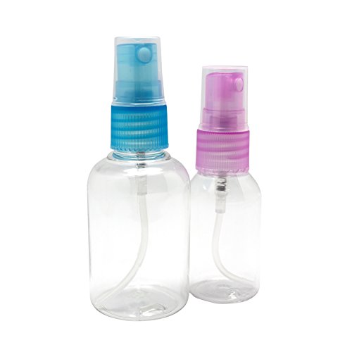 Accessotech - Juego de 2 botellas de viaje vacías con atomizador de plástico recargable (50 y 30 ml) Cover