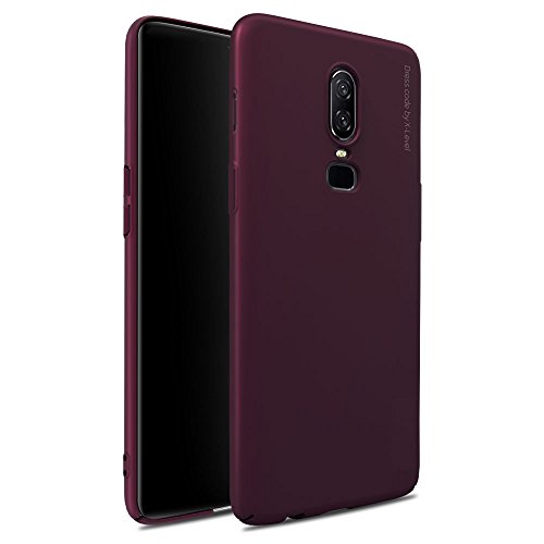 X-level OnePlus 6 Case, [Knight Series] Slim Fit Phone Shell Hard Plastic Anti-Scratch Back Cover Case for OnePlus 6 - WineRed