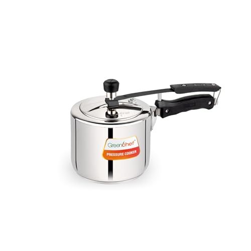 Greenchef Stainless Steel Inner lid pressure cooker 3 litre – Classic, ISI certified, Induction and Gas compatible, Glossy Finish, triply bottom, 5Year warranty
