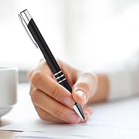 GIMEI® Metall Kugelschreiber 10 Stück | Premium Set Hochwertig für Einfaches & Weiches Schreiben | Blauschreibender Kulli Schwarz als Optischer Hingucker – Ansicht 2