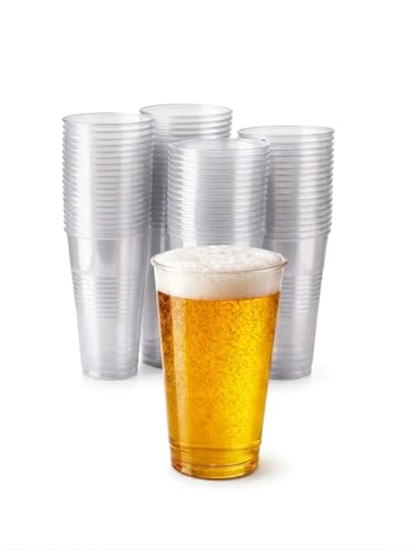 1ABOVE 50 Pack Clear Plastic Half Pint Cups 330ml Party Glasses