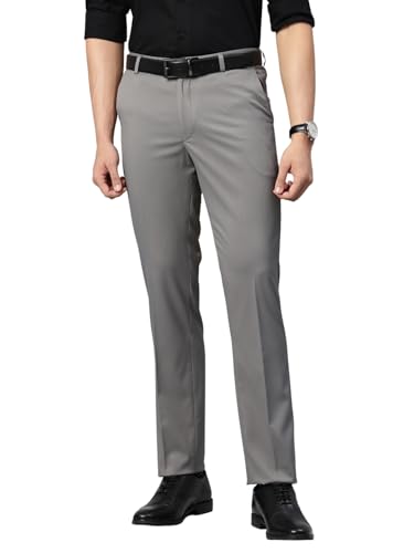 Image of Majestic Man Men's Slim Fit Solid Formal Trousers | Button and Zip | Side, Back Pockets | Italian Design | Office Wear /Executive Wear /Corporate Events /Business Meetings /Suit Pants