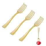 N9R 200PCS Gold Plastic Mini Forks, 4' Disposable Dessert & Appetizer Forks