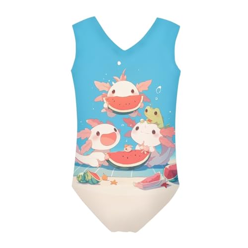 Image of Girls Swimsuits Size 3-14 Kids Summer Sleeveless One Piece Bathing Suit Beach V-Neck
