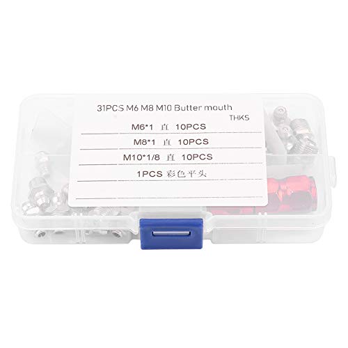 Encaixes de Mamilo de Graxa, 30pcs Pacote de Encaixe de Graxa M6 M8 M10 Peça de Lubrificação Mecânic
