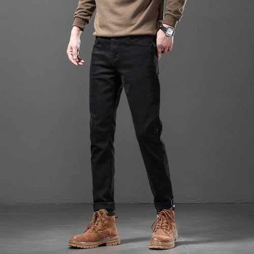 Jeans Pants Trousers Denim Spring and Autumn Elastic Simple Handsome Slim Fit Classic Little Black Men's4