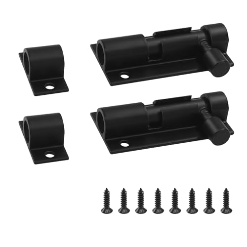 Zorveiio 2 Inch Barrel Bolt Latch, Black, 2 Pcs