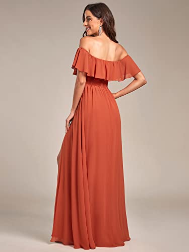 Image of Ever-Pretty Women's Summer Off The Shoulder Flowy Chiffon Formal Wedding Guest Dresses Maxi Side Split Beach Bridesmaid Dress