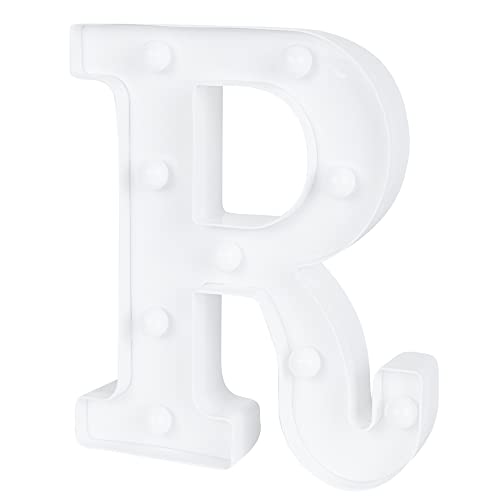 Image of Restaurantware-Illumify 6.5 x 1.2 x 8.7 Inch Light Up Letter, 1 Durable Marquee LED Light - Letter R, Touchproof, White Plastic Party Alphabet Accent, Keyhole Slot, For Weddings, Or Special Events