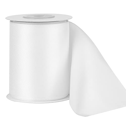 Image of LIUYAXI White Double Faced Satin Ribbon, 3 inch X 10 Yards, Solid Fabric Ribbons Roll for Wedding Invitations, Bridal Bouquets, Sewing, Party Decorations, Gift Wrapping and More