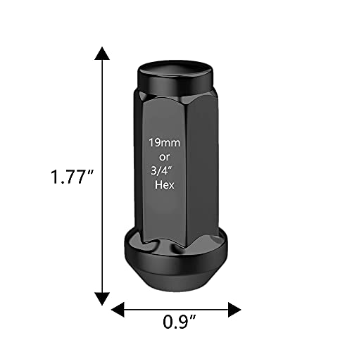 Image of 24PCS 14X2.0 1.77 inch Bulge Acorn Lug Nuts Compatible with 04-14 Ford F-150 Expedition M14X2, Black
