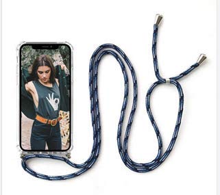 Silicone Case Compatible with iPhone 12 Case iPhone 12 Cases Liquid Silicone Ultra Thin Protection Shockproof Waterproof Black Case with Lanyard (Blue)