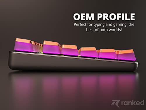 Image of Ranked Pudding PBT Keycaps | 112 Double Shot Translucent ANSI US & ISO Layout | OEM Profile for RGB Mechanical Gaming Keyboard (Coral)