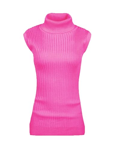 Image of v28 Women Sleeveless High Neck Turtleneck Stretchable Knit Sweater Top