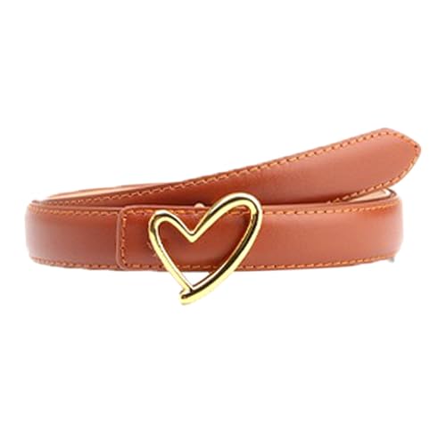 COTIM COYIN Women's Love Heart Buckle Adjustable Thin Leather Belt Skinny Waist Belts for Jeans Dress Pants