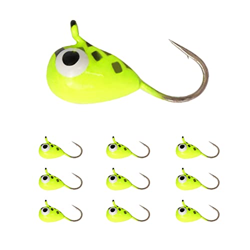 Muunn 10Pack Tungsten Ice Fishing Jigs, Glow Tungsten Jigs For Panfish Teardrop Ice Jigs Tungsten,Hp33(2.7M) #TOP1