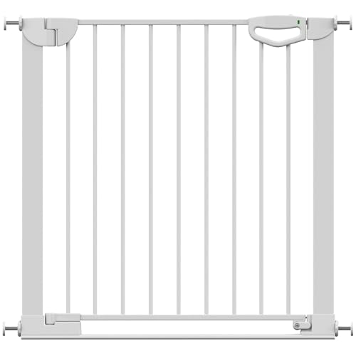 Geuther Türschutzgitter Easylock Flatstep Weiß I Treppenschutzgitter zum Klemmen oder Bohren I Breite 83-90 cm I Türschutz für Ihr Baby & Haustier I Kinderschutzgitter beidseitig öffnend