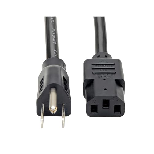 Tripp Lite Heavy Duty Computer Power Cord, 15A, 14AWG (NEMA 5-15P to IEC-320-C13), 10-ft. (P007-010) , Black