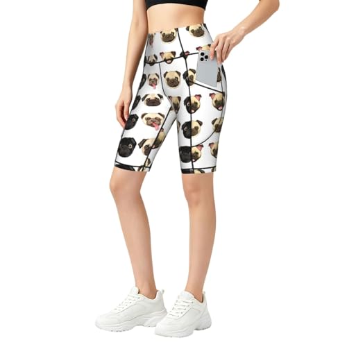 Short de cyclisme doux femme imprimé carlin noir jaune EdWal