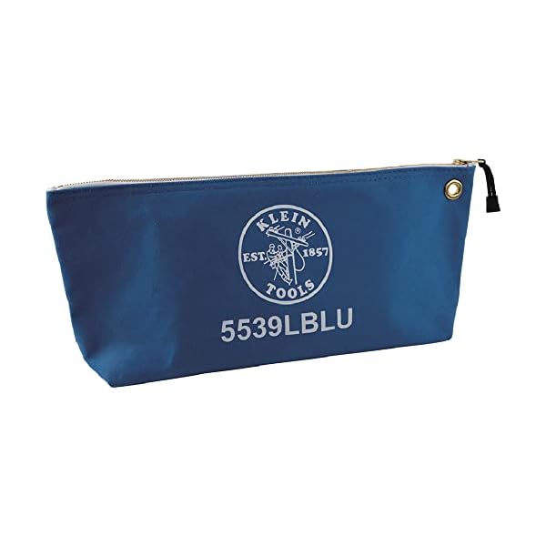 Klein Tools 5539LBLU Reißverschlusstasche, große 40,6 cm Canvas-Werkzeugtasche zur Aufbewahrung von Werkzeug, mit…