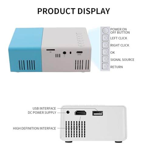 Annadue Tragbarer Projektor, 1080P, Bluetooth, Heimkino-Filmprojektor, Eingebauter Lautsprecher, Automatische Horizontale Trapezkorrektur, Kompatibel mit Telefon, HDMI, USB, AV