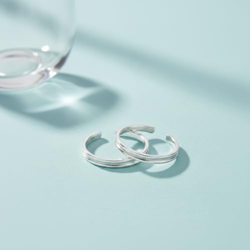 Image of MJ 925 Simple Yet Elegant Silver Toe Rings (Leg Finger Rings) in Pure 92.5 Sterling Silver for Women | With Certificate of Authenticity | Chandi Bichiya |