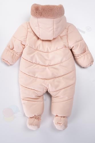 Panda İçi Peluş Patikli Kar Kapüşonlu Kışlık Kız Erkek Bebek Astronot Tulum Kozmonot Mont Çocuk Pembe Tek Beden - Görsel 3