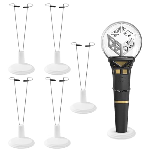 5 Pack Kpop Lightstick Stand, Holder for Official Lightsticks, Complicable with Stray Kids/Enhypen/Ateez/Twice Lightsticks, Display Stand Compatible with Kpop(White)