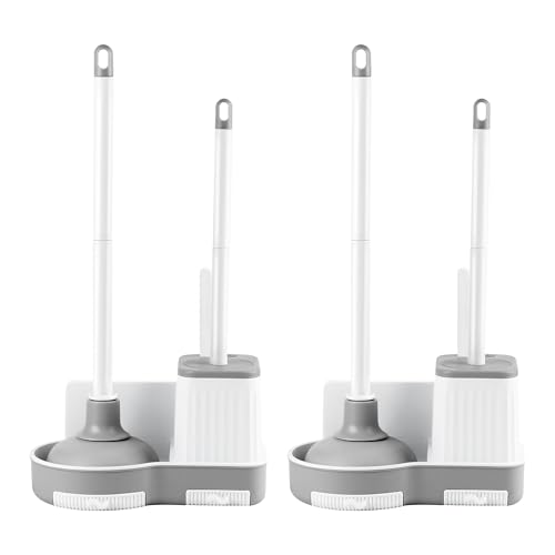 2 Pack Toilet Brush and Plunger Set, Plunger and Brush Set, White by LQCHETOU - Used condition - US$21.99