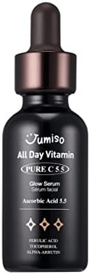 Jumiso All Day Vitamin Pure C 5.5 Glow Serum | L-ascorbic acid, Ferulic Acid, Tocopherol, Alpha Arbutin, Pure Vitamin C serum for Dark Spots, dullness, Fine lines | fragrance-free, parabens-free | 1.01 fl oz, 30 ml