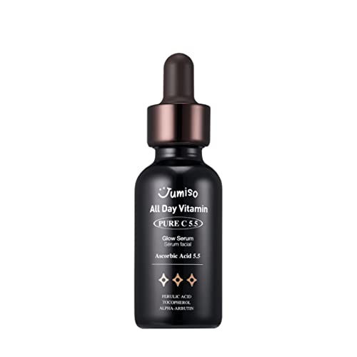 Jumiso All Day Vitamin Pure C 5.5 Glow Serum | L-Ascorbic Acid, Ferulic Acid, Tocopherol, Alpha Arbutin, Pure Vitamin C Serum For Dark Spots, Dullness, Fine Lines | Fragrance-Free, Parabens-Free | 1.01 Fl Oz, 30 Ml #TOP23